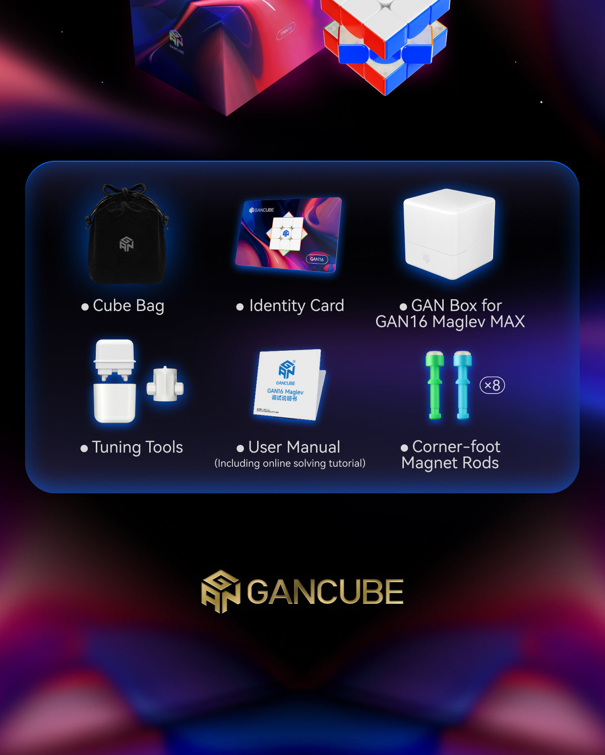 GAN 16 Max (Magnetic, Maglev, UV, Ball-Core)